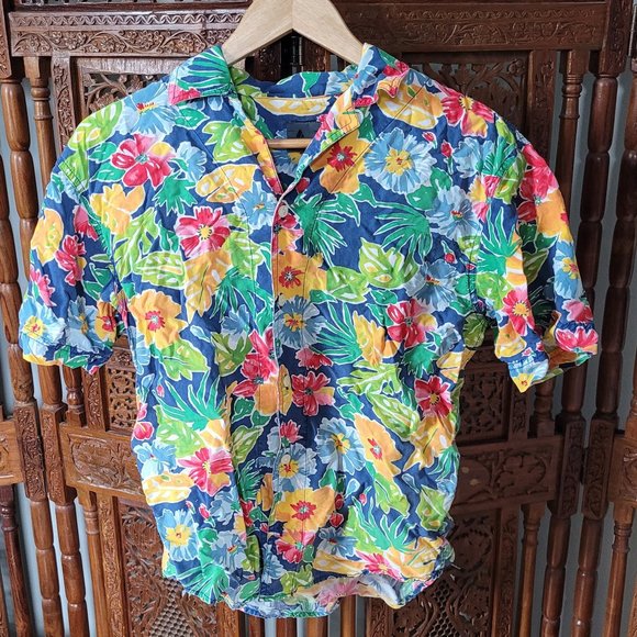 Vintage '90s Tropical Button Down Tshirt - Lizwear - Picture 1 of 6